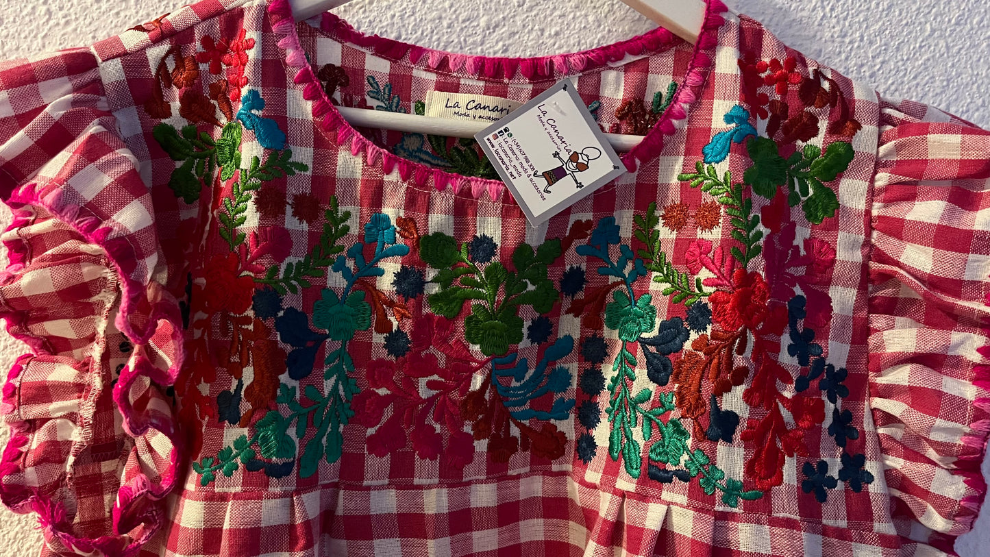 Vestido Vichy fucsia