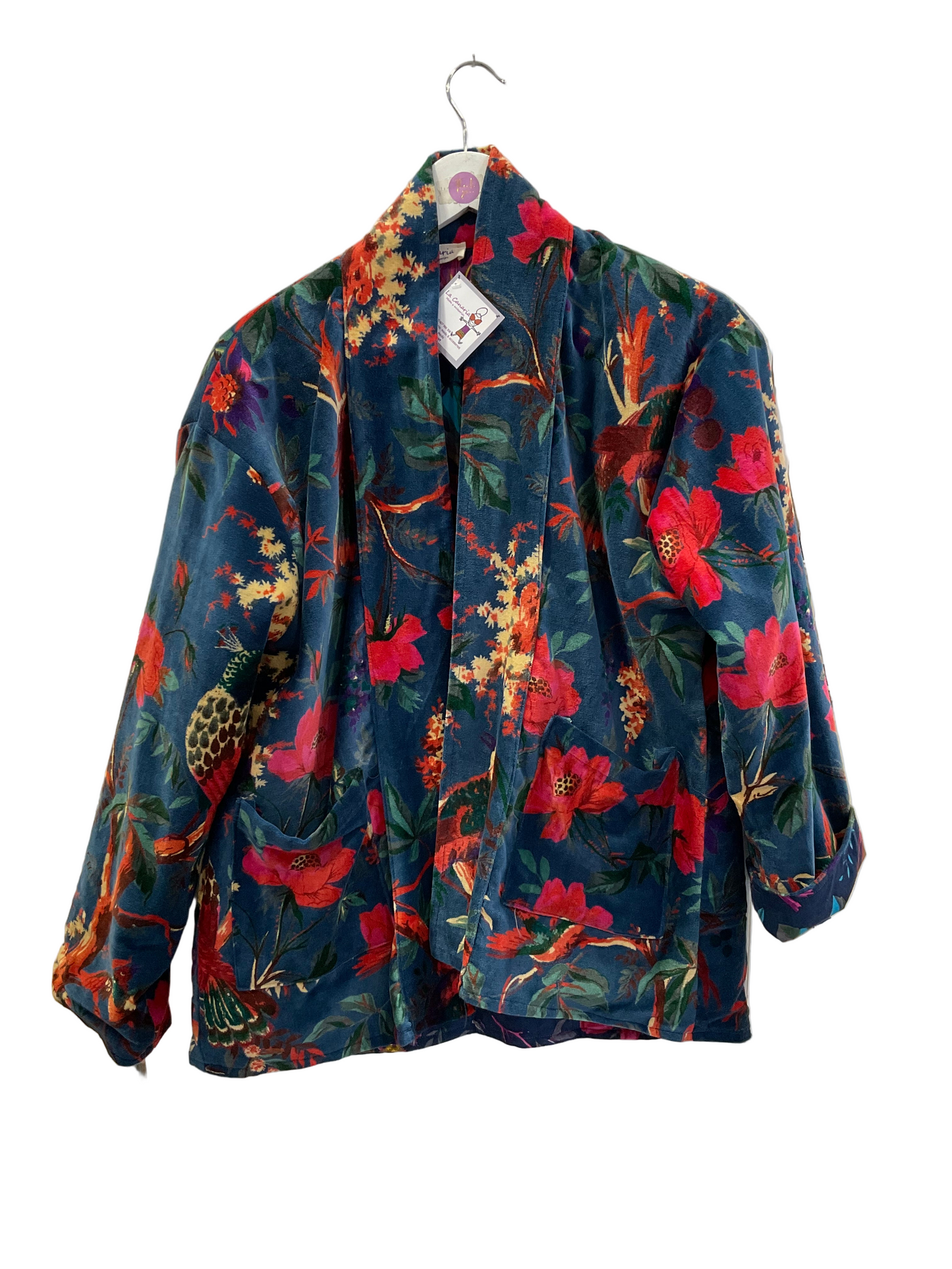 Chaqueta de terciopelo reversible pájaros