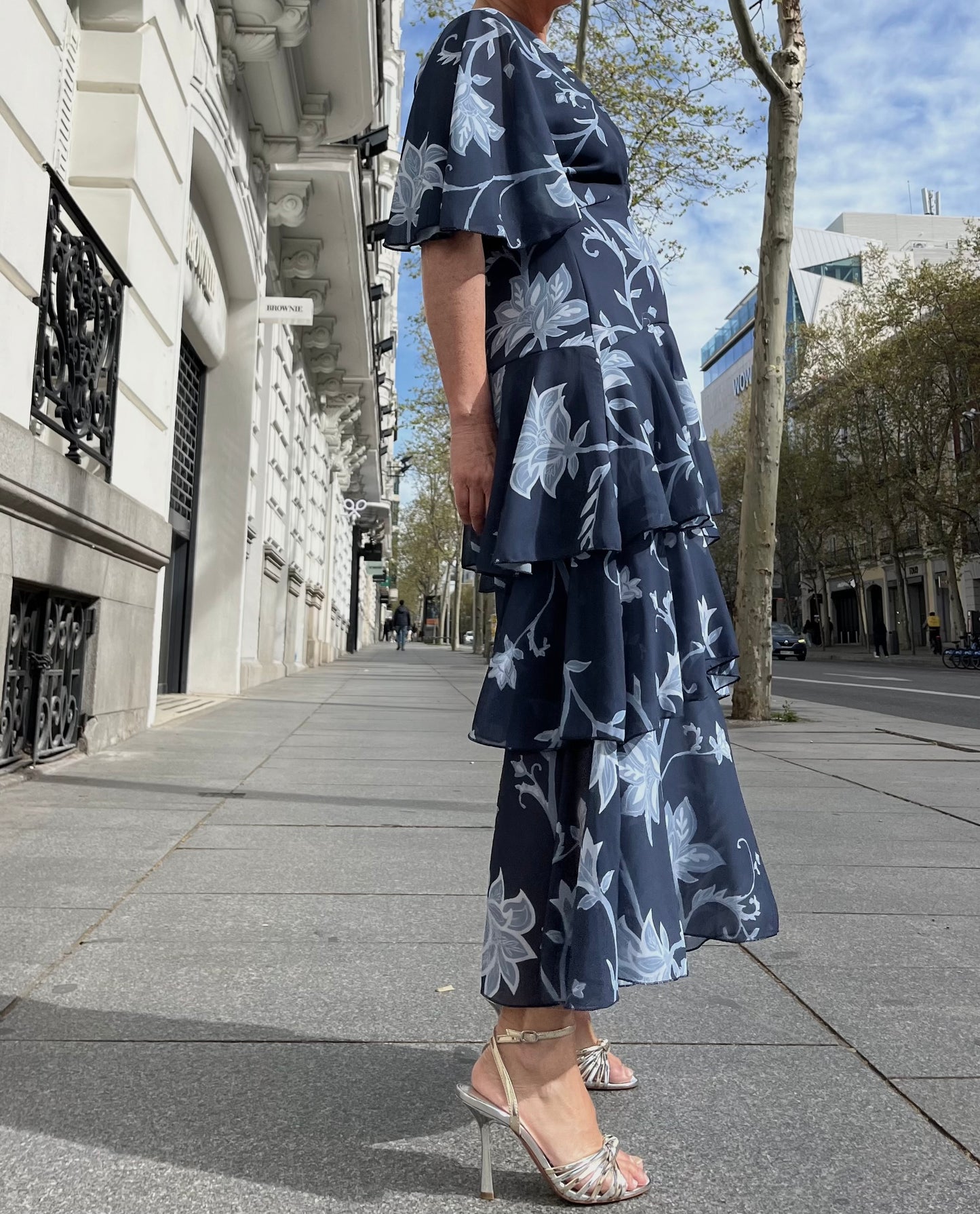 Vestido midi estampado floral azul