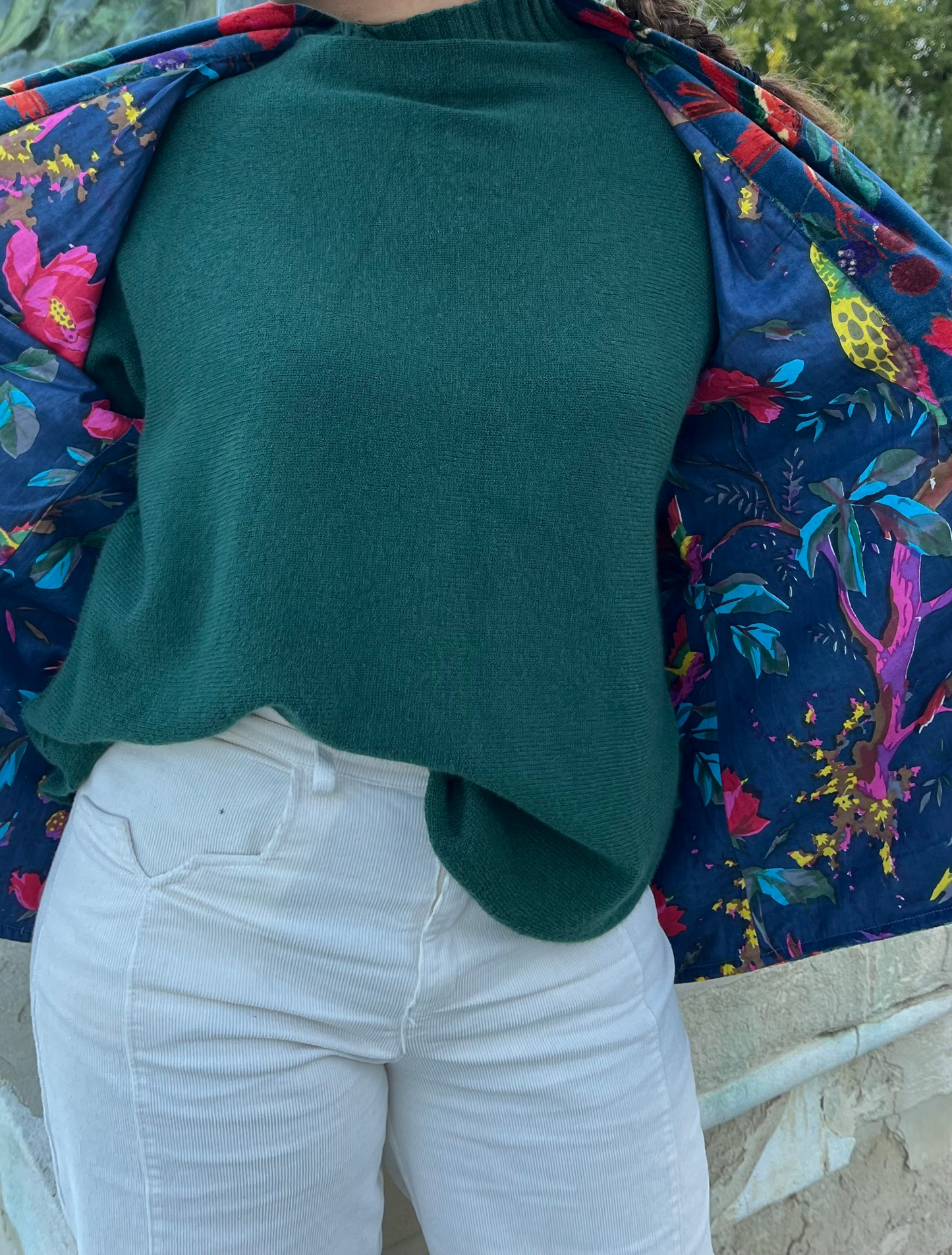 Chaqueta de terciopelo reversible pájaros