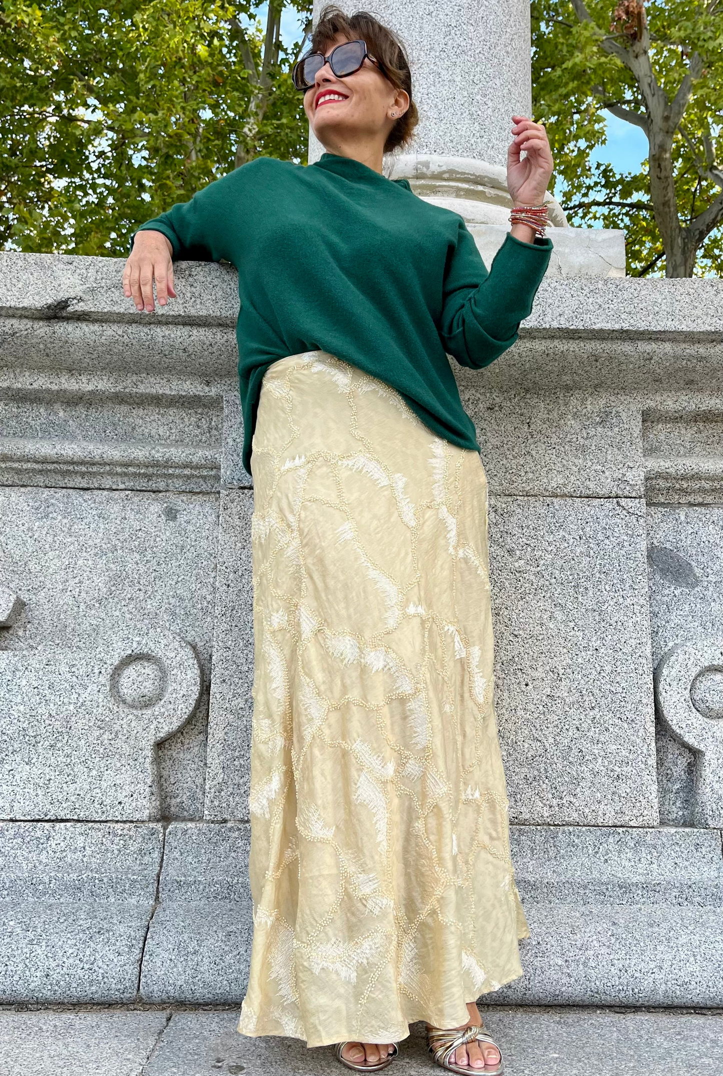 Falda Bordada Champagne