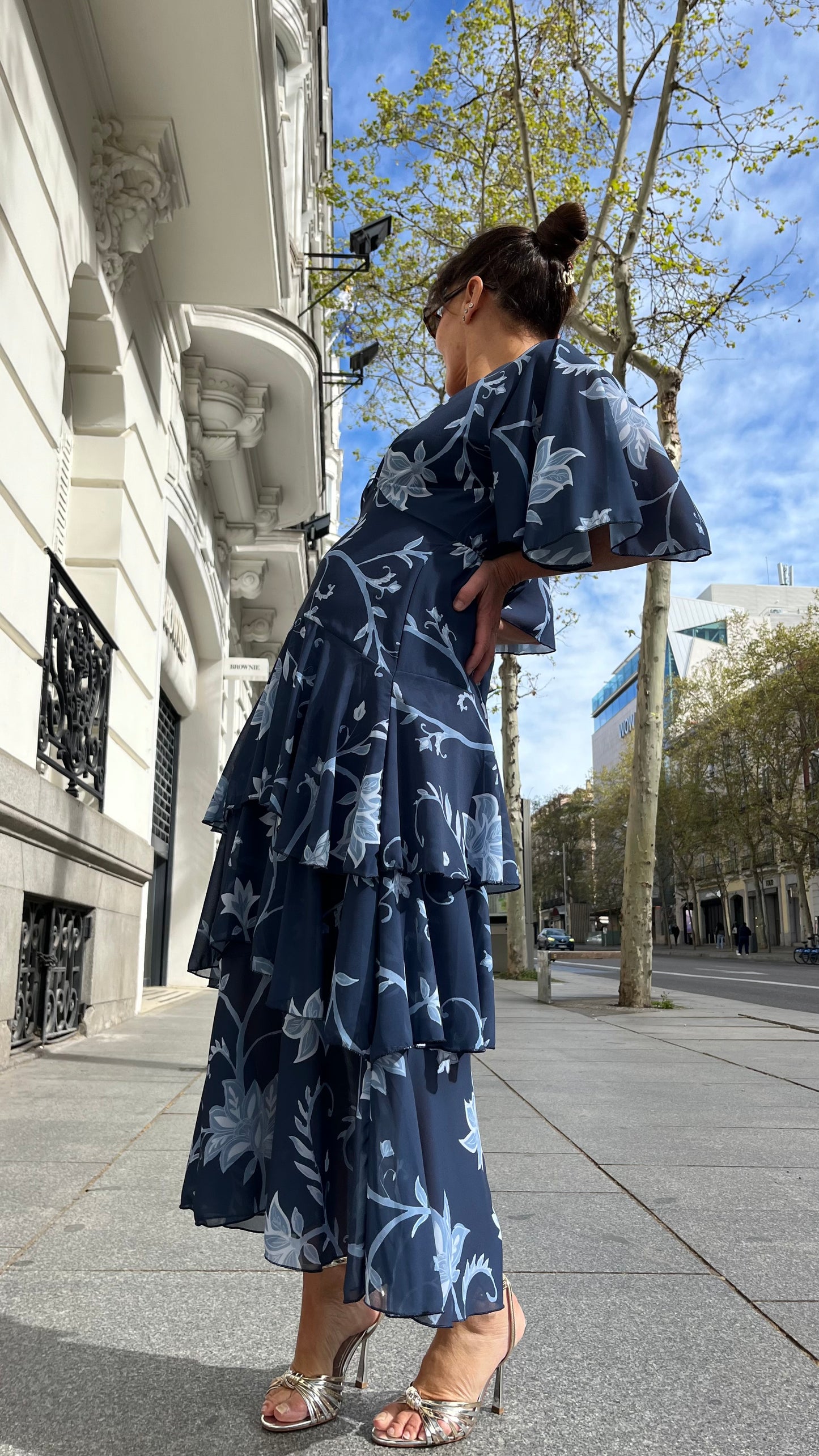 Vestido midi estampado floral azul