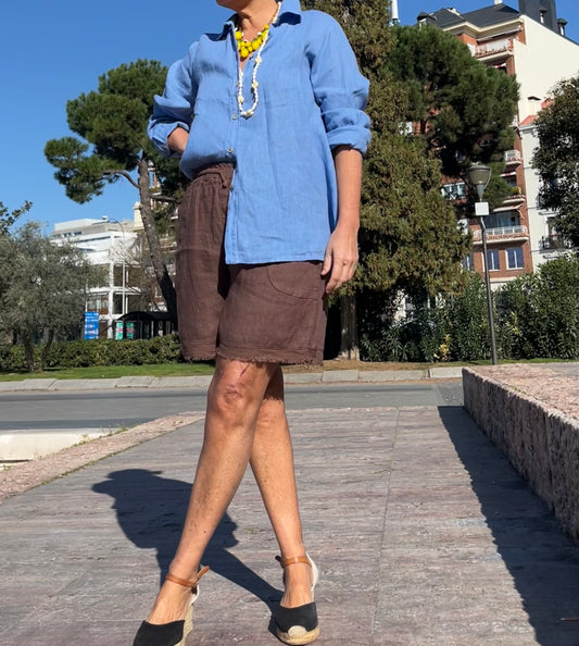 Short lino chocolate