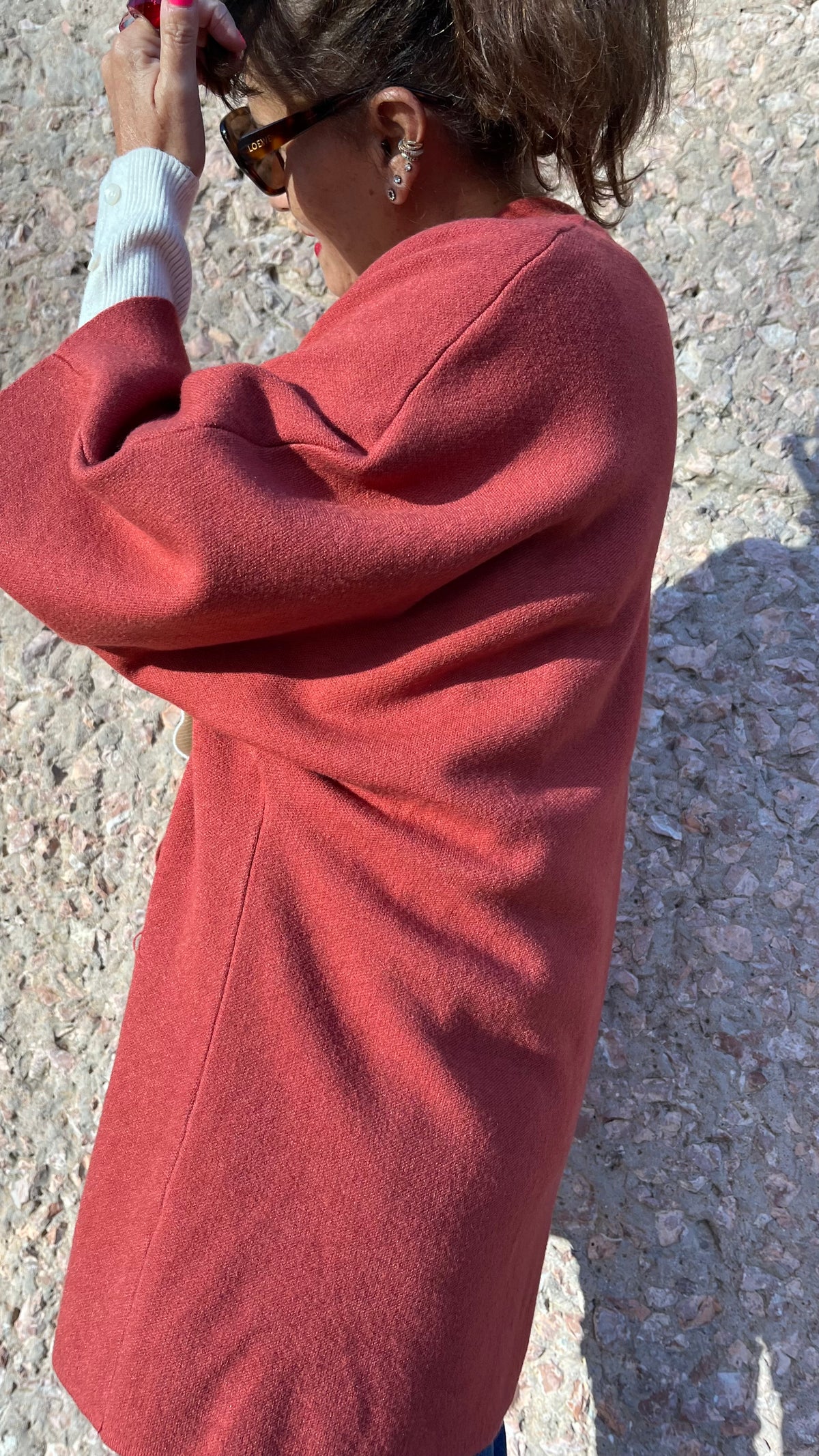 Chaqueta de punto con bolsillos – Teja