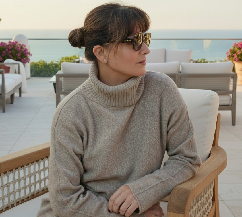 Jersey de punto topo claro