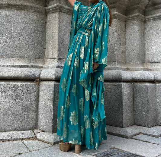 Vestido Maxi Esmeralda Oro