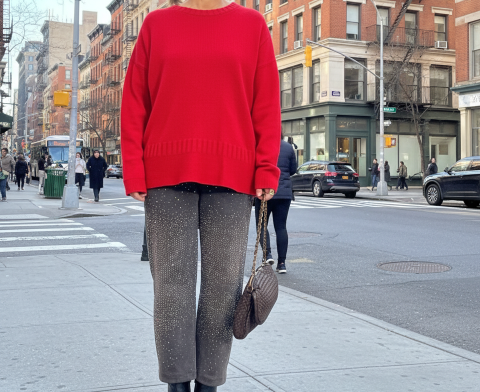 Jersey de punto negro / rojo