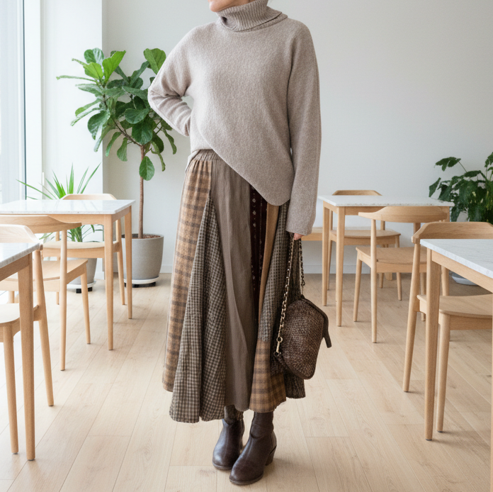 Falda Patchwork Tierra