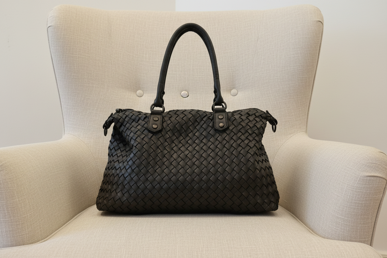 Bolso trenzado marrón