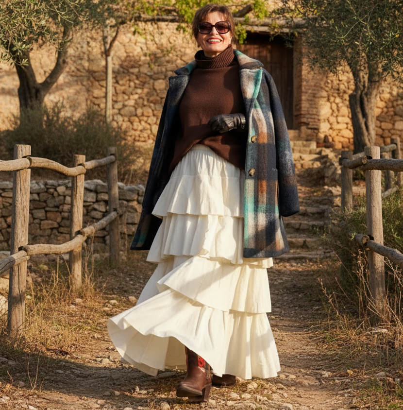 Falda efecto pana fina