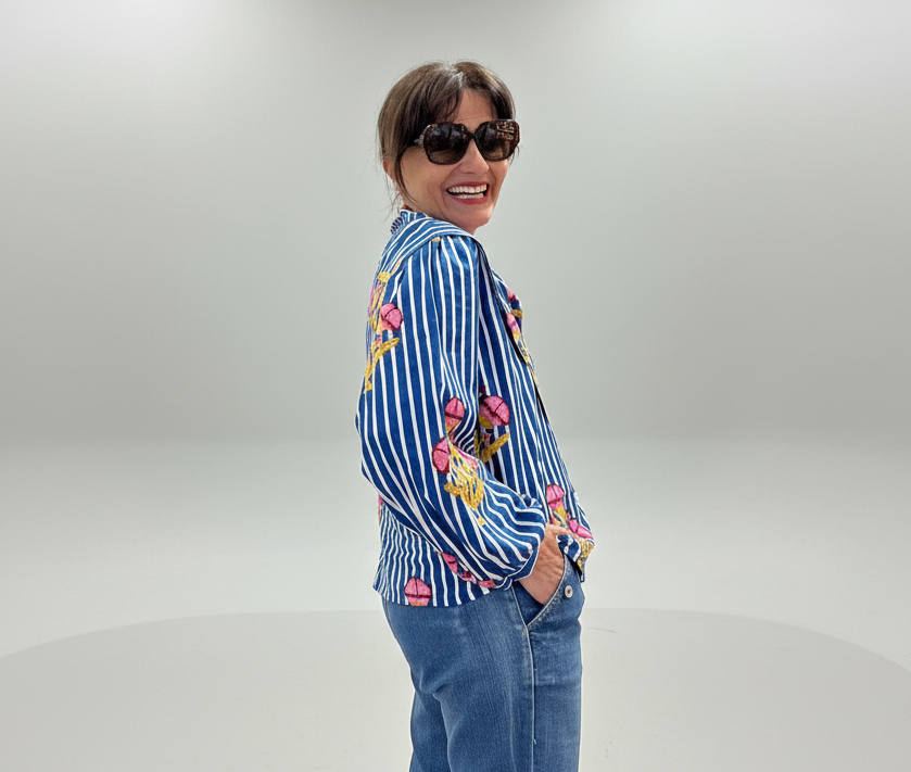 Camisa rayas mujer azul marinera