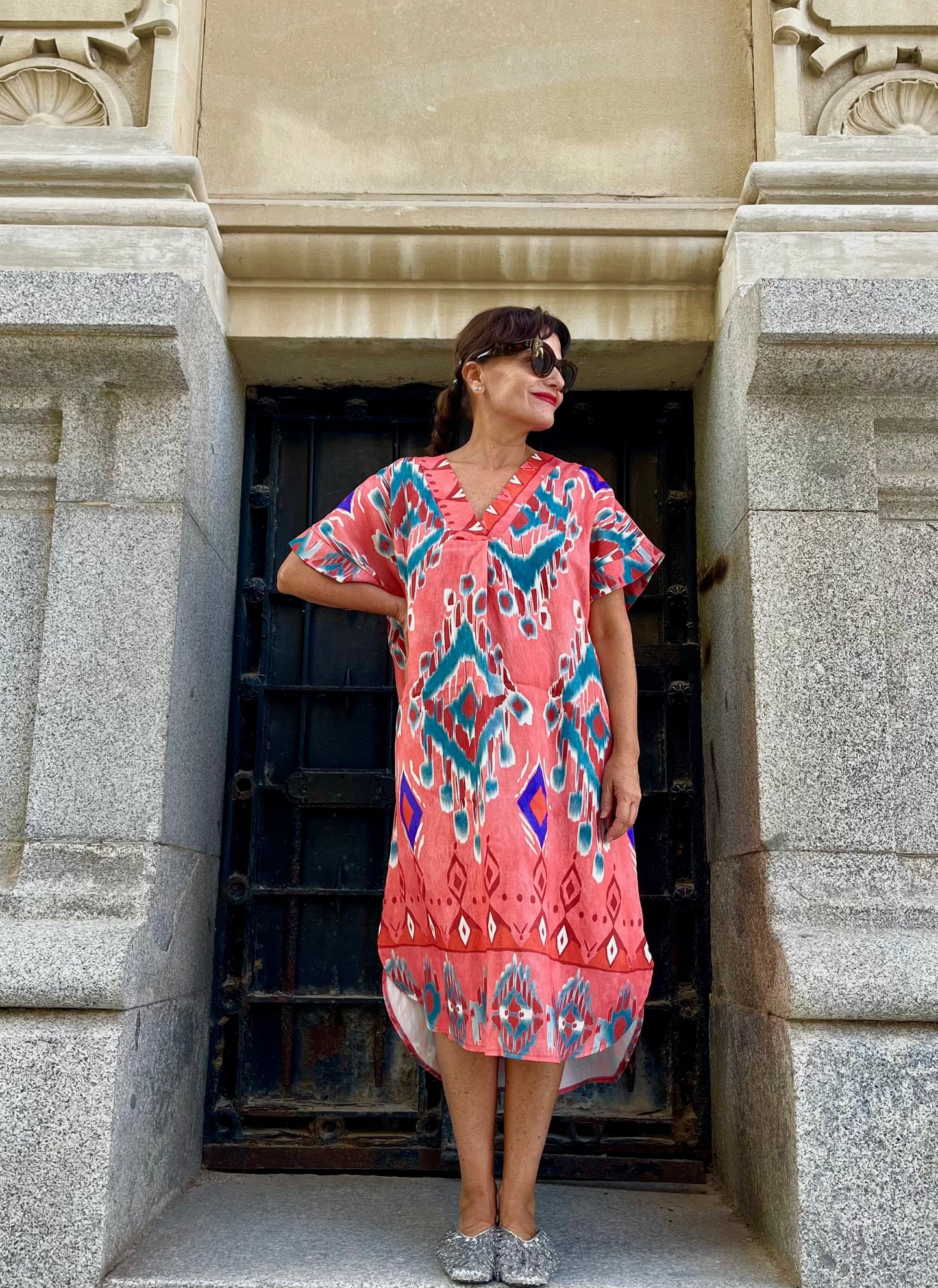 Vestido largo estampado coral de verano