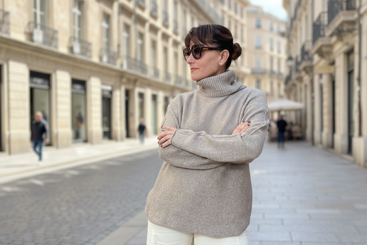 Jersey de punto topo claro