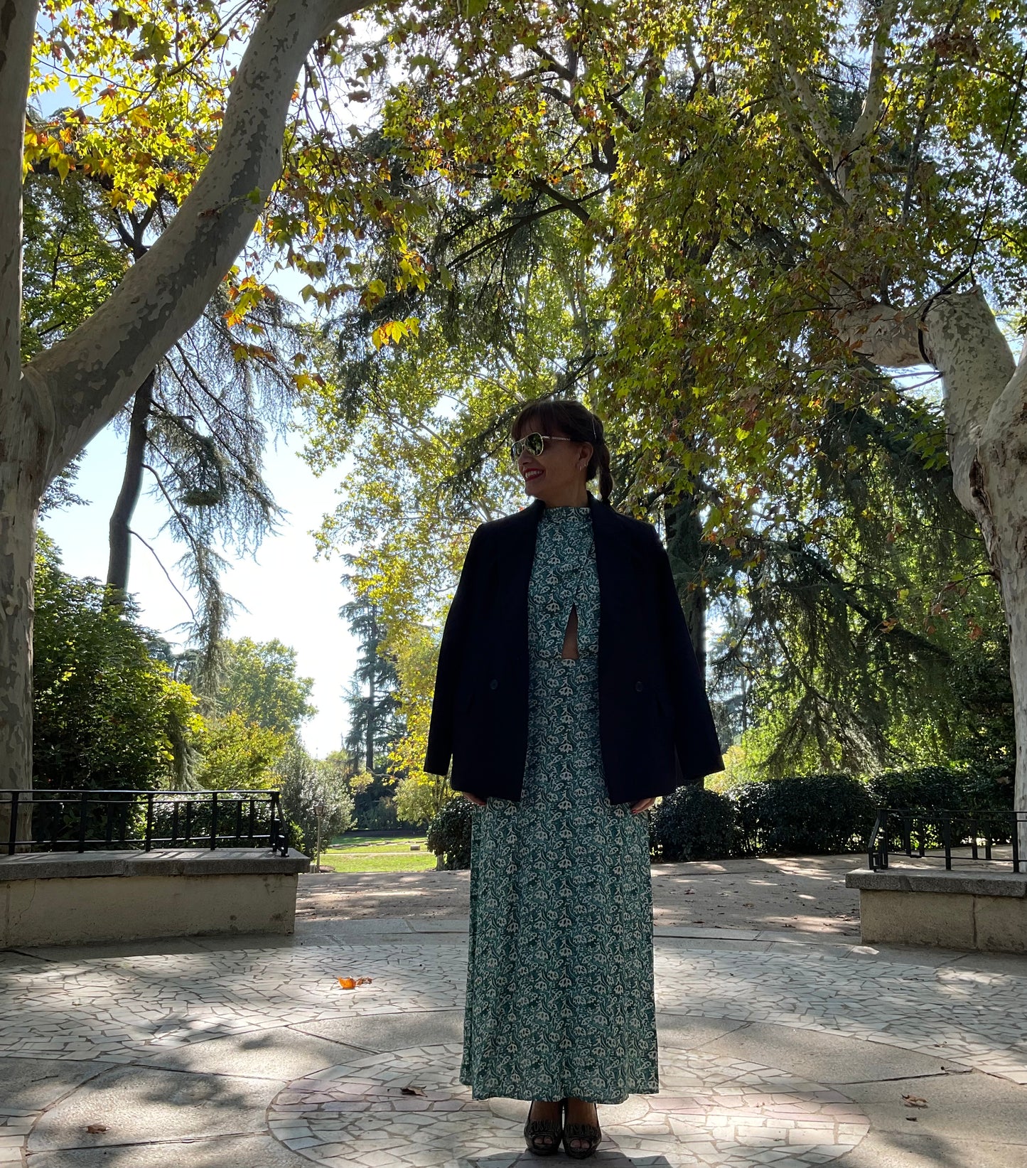 Vestido largo tonos verdes💚🤍