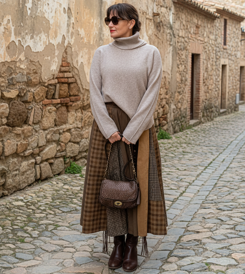 Falda Patchwork Tierra