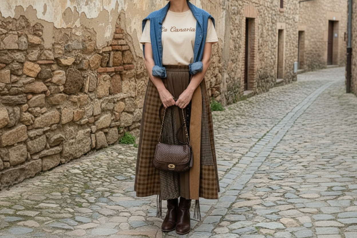 Falda Patchwork Tierra