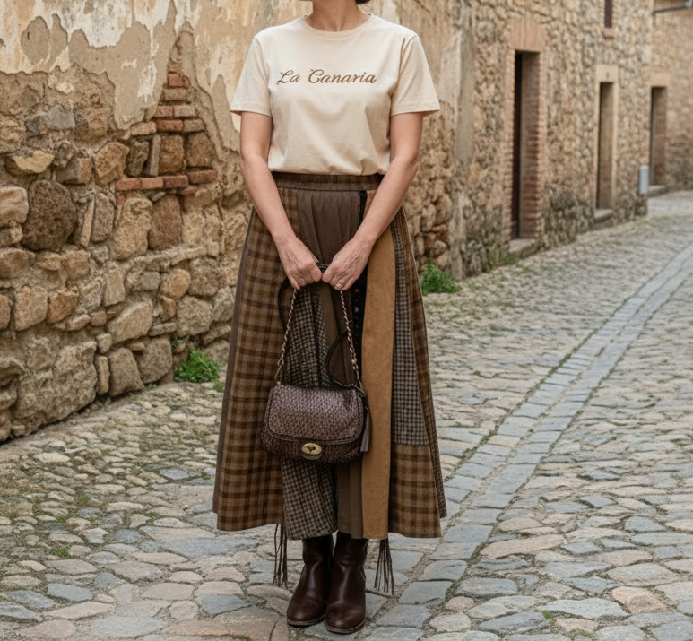 Falda Patchwork Tierra