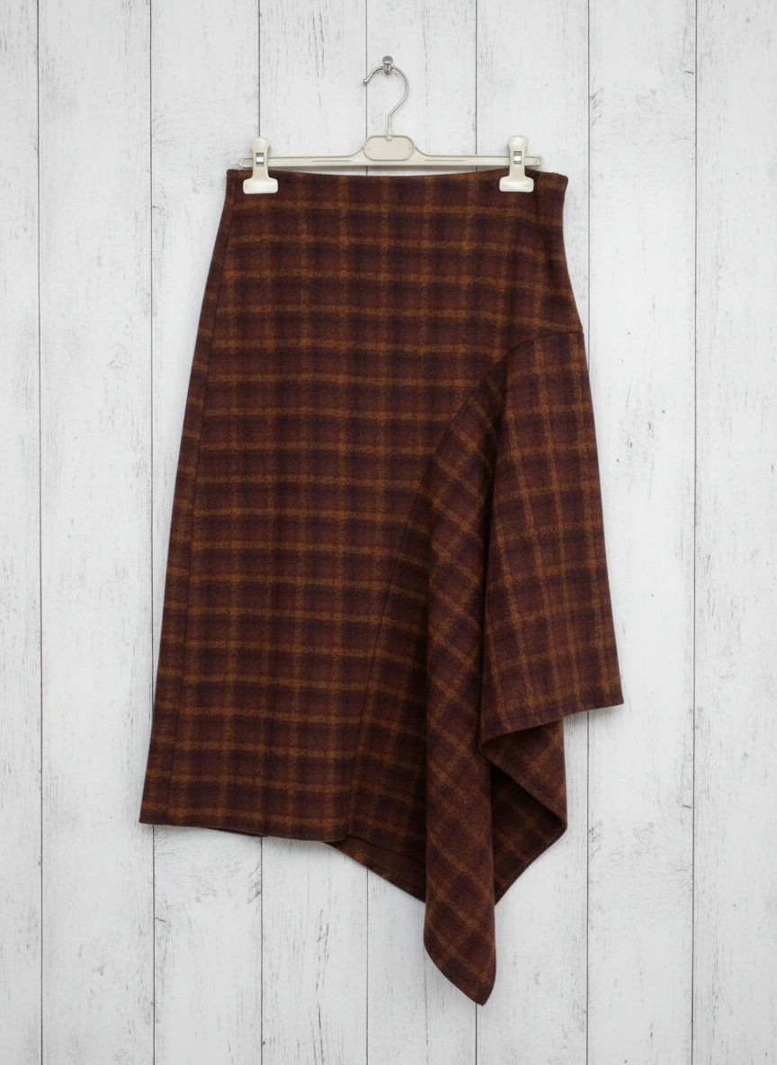 Falda midi Tartán Ciruela