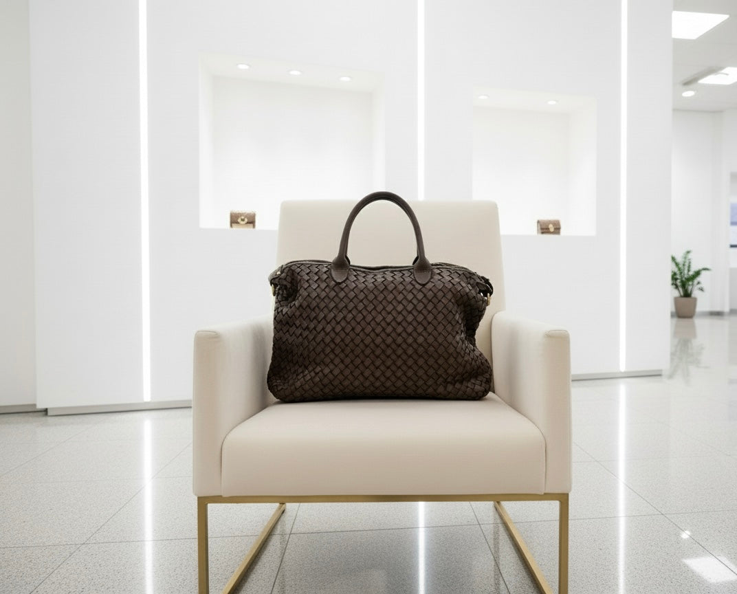 Bolso de piel trenzada con correa extraíble