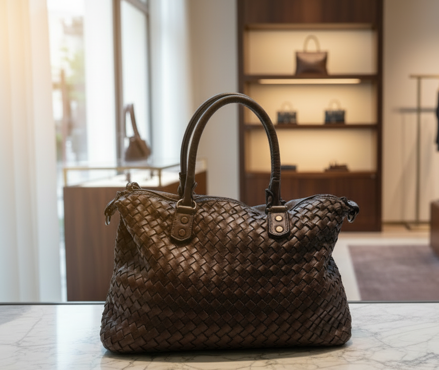 Bolso trenzado marrón