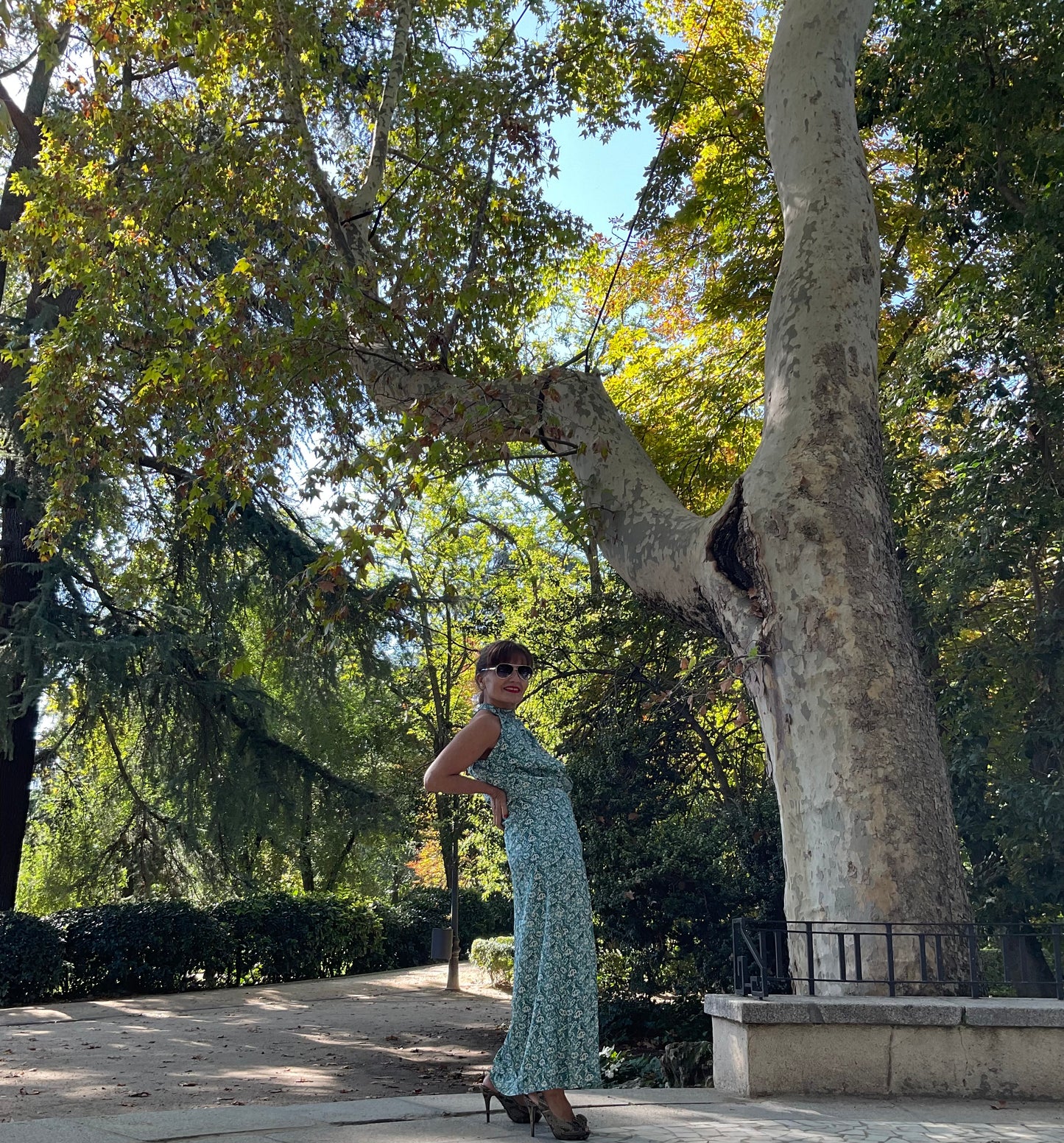 Vestido largo tonos verdes💚🤍