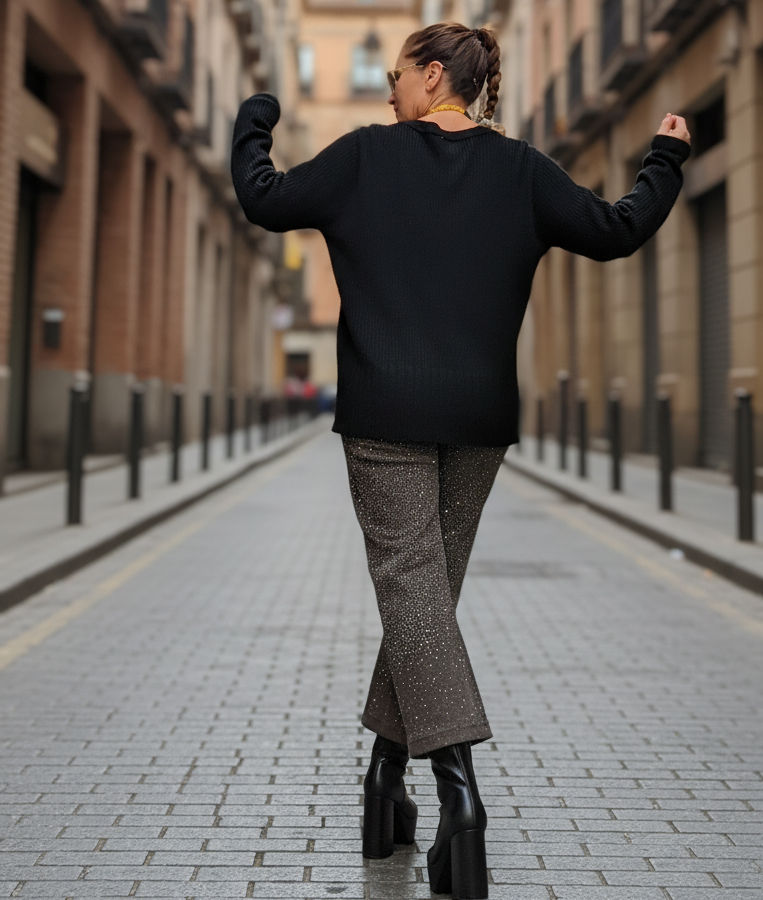 Jersey de punto negro / rojo