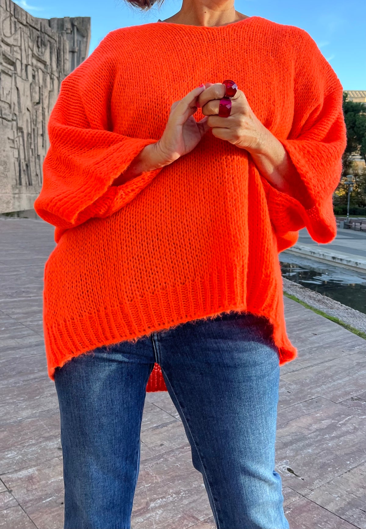 Jersey naranja intenso de mujer La Canaria, vista de frente