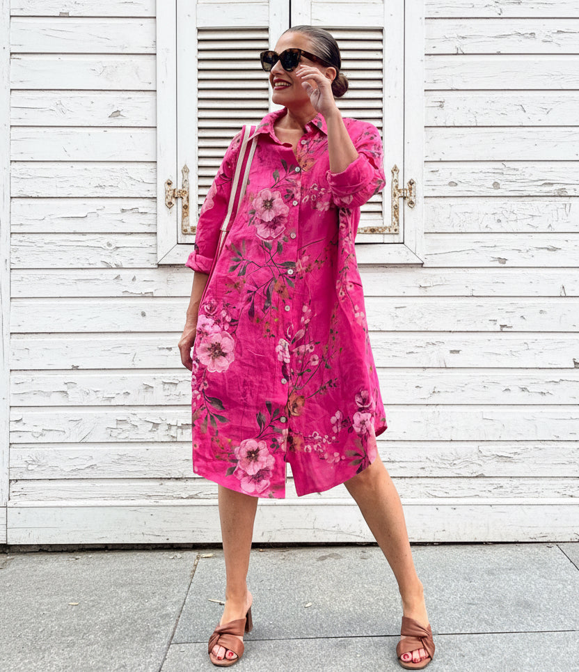 Lino- Vestido / Chaqueta / Fucsia / Rosa Palo / Celeste