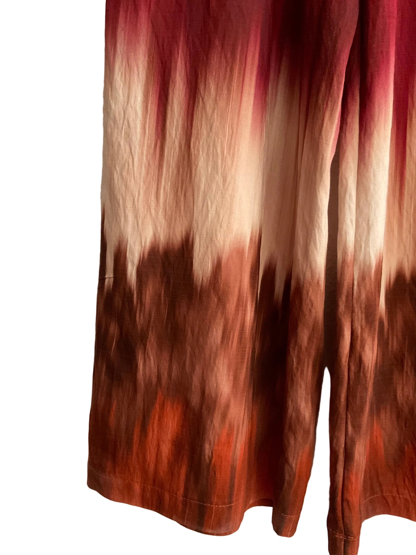 Pantalón fluido estampado tie-dye multicolor de mujer