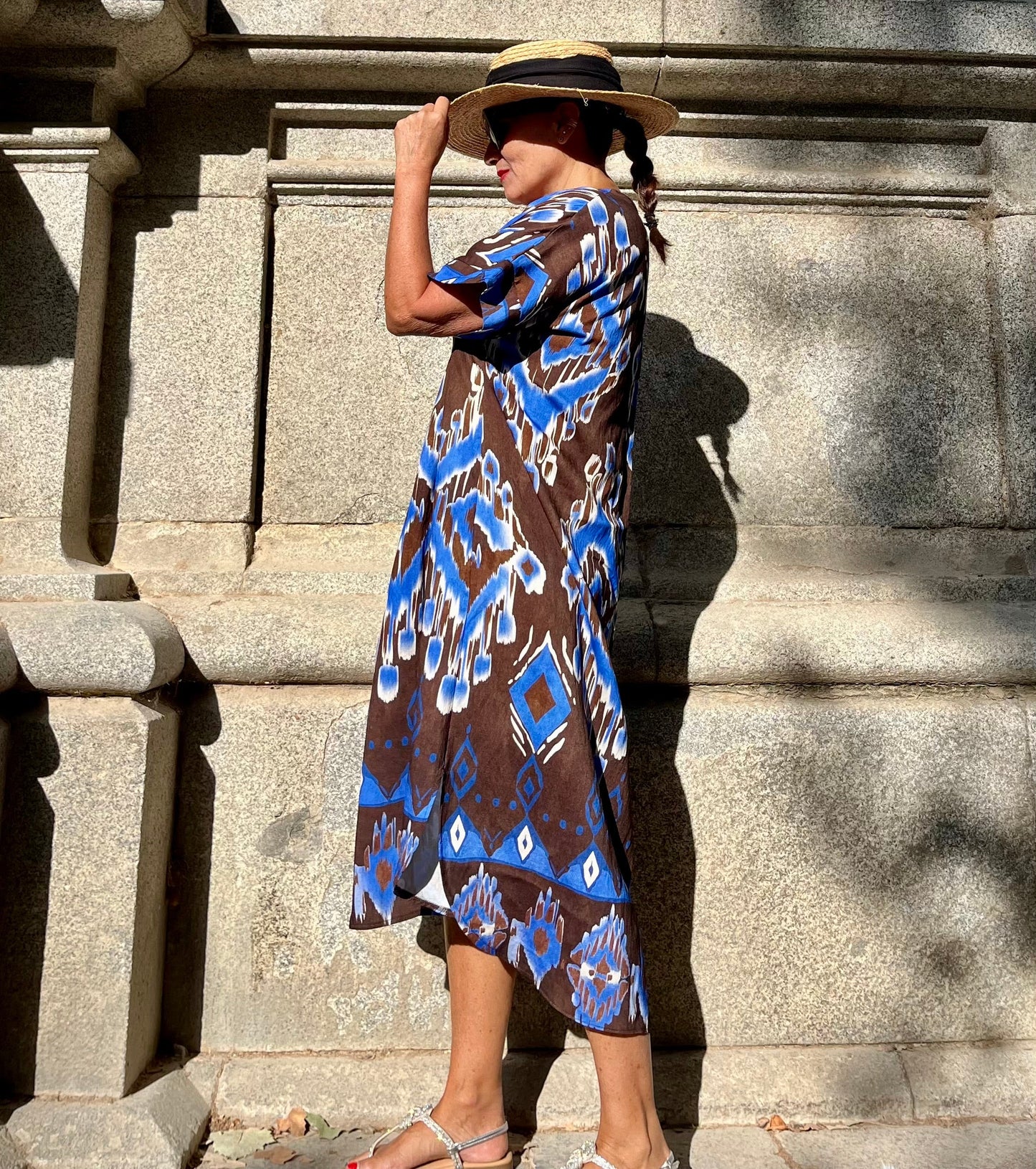 Vestido Étnico Chocolate & Azul