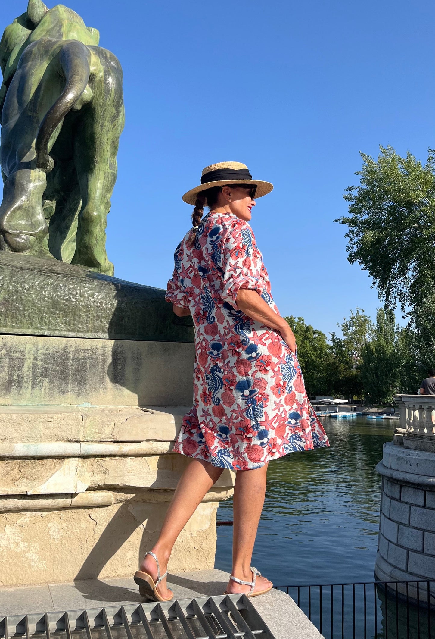 Vestido camisero estampado mujer verano midi