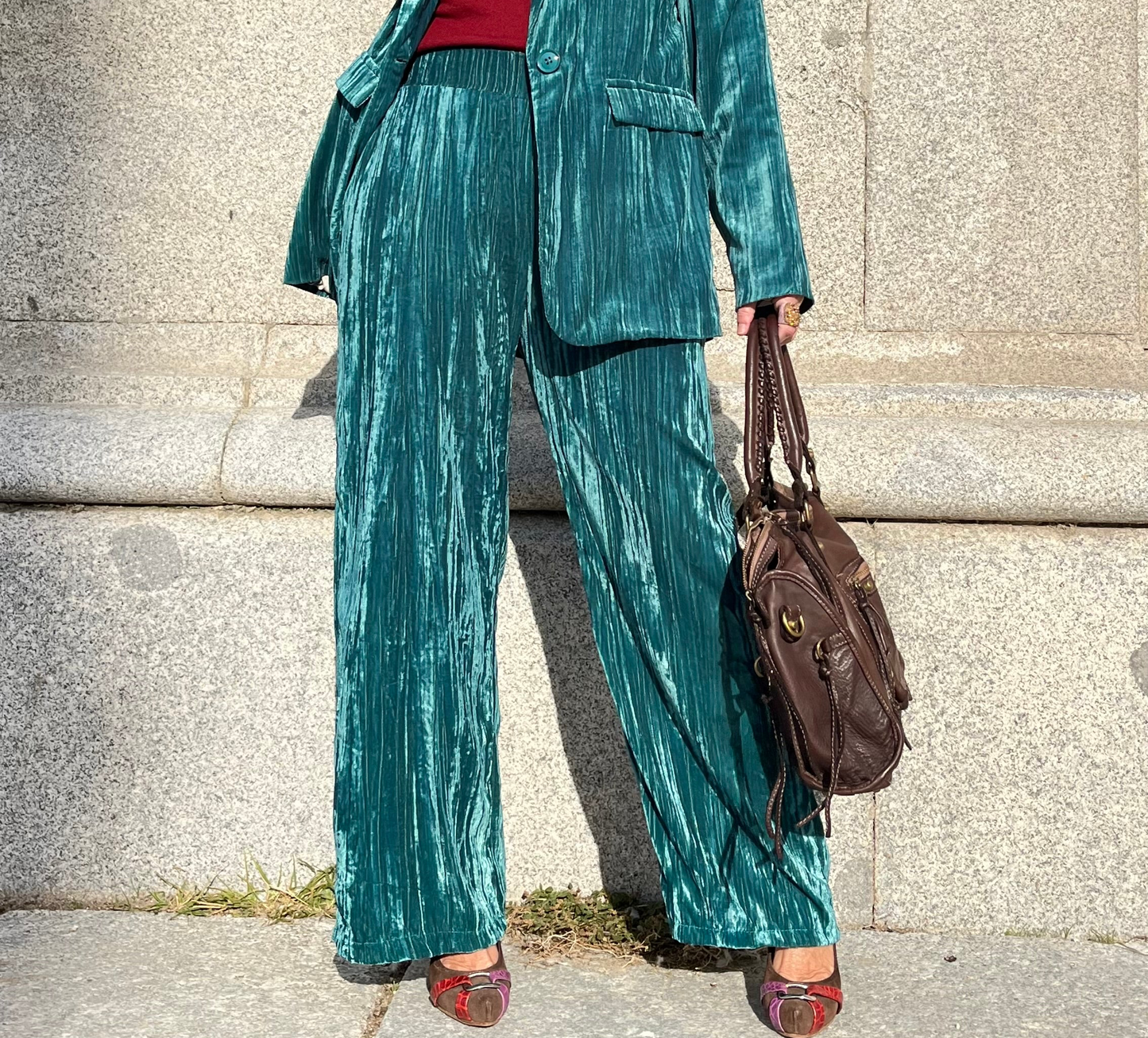 Pantalón de terciopelo verde petróleo