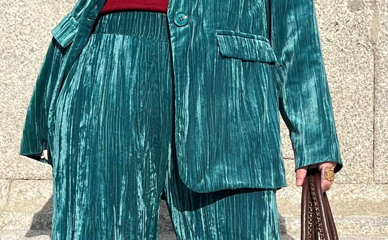 Pantalón de terciopelo verde petróleo