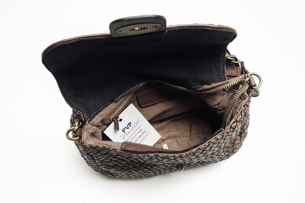 Bolso Milano trenzado de piel Marrón / Negro