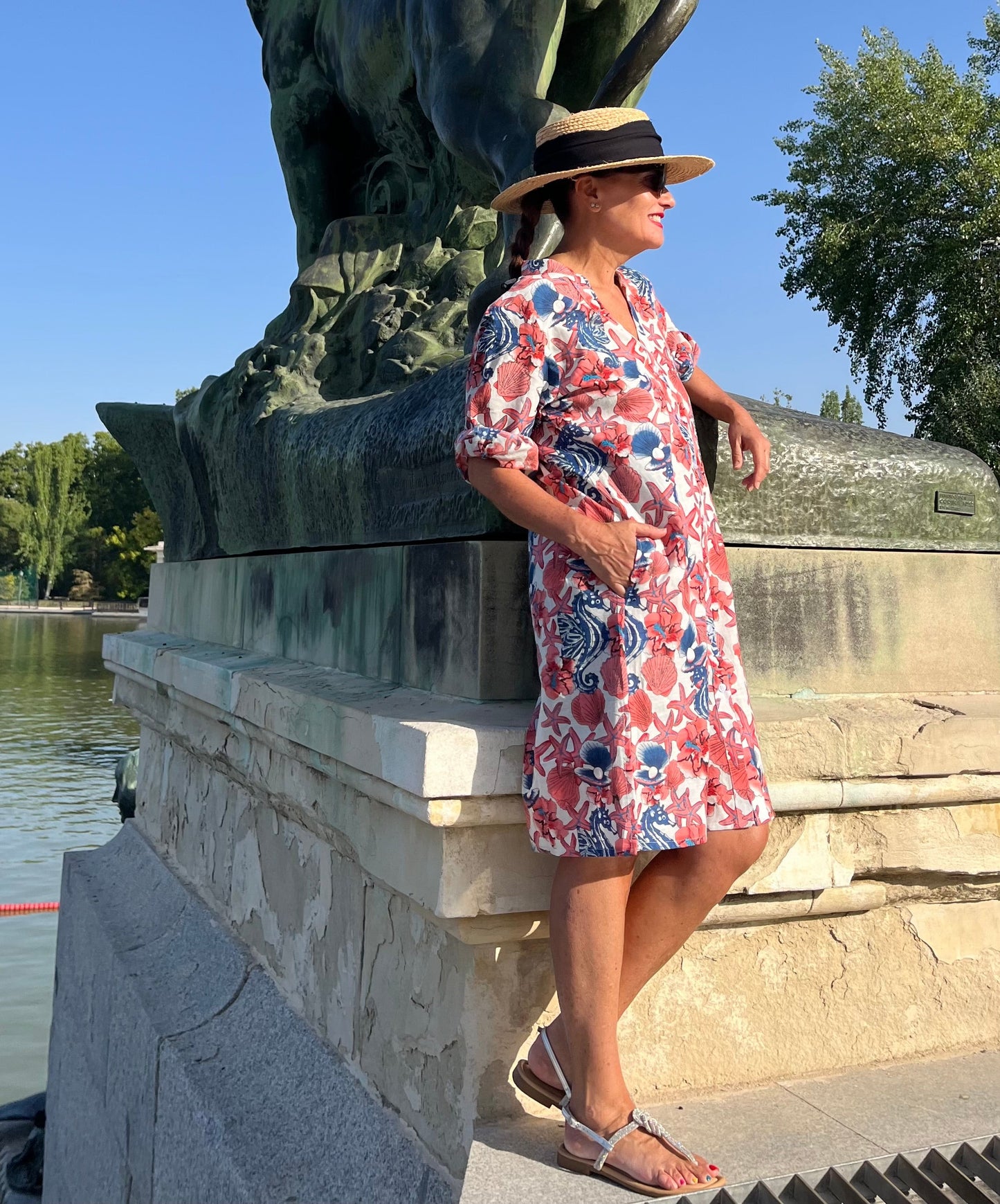 Vestido camisero estampado mujer verano midi