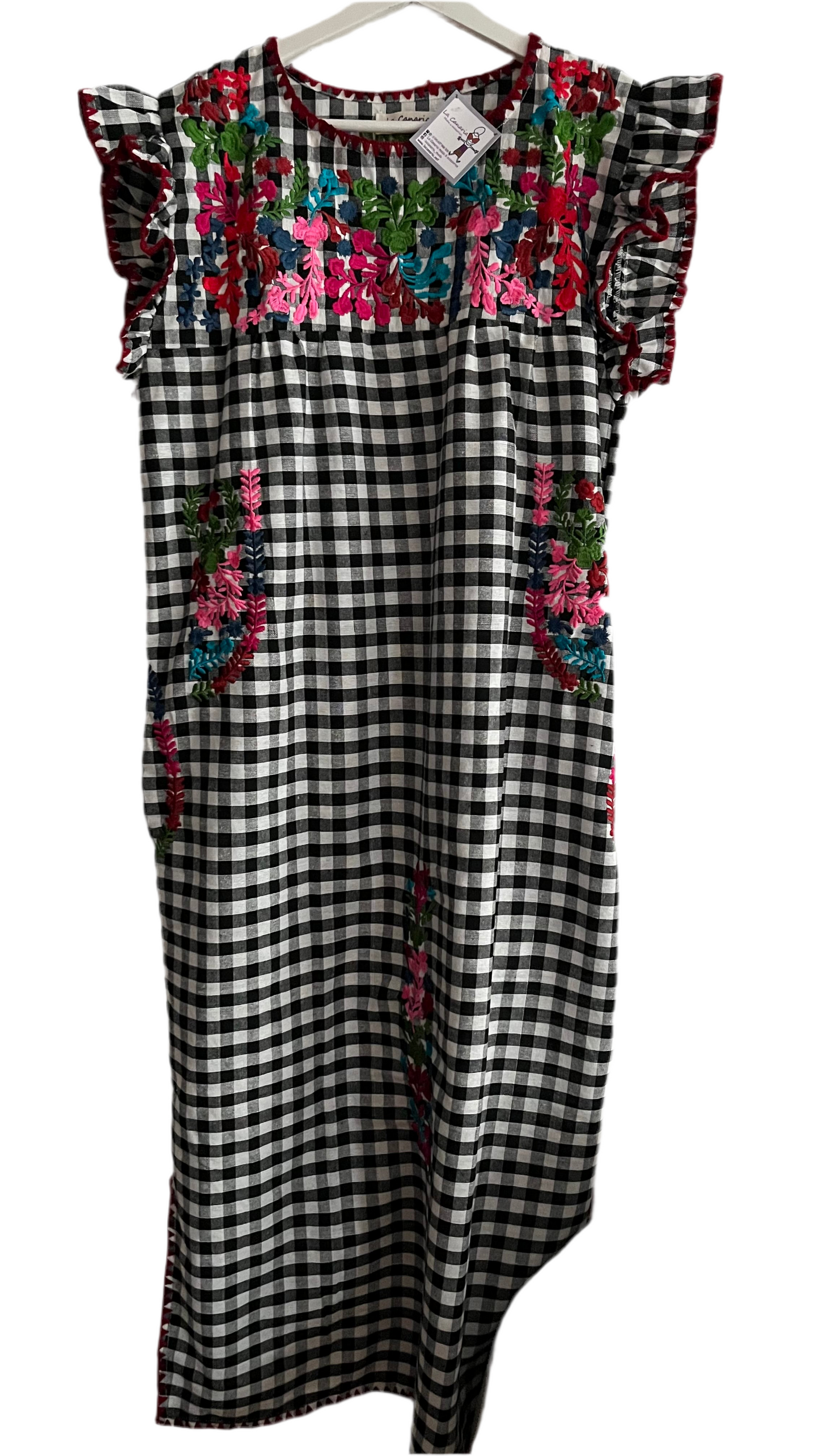 Vestido Vichy Bordado