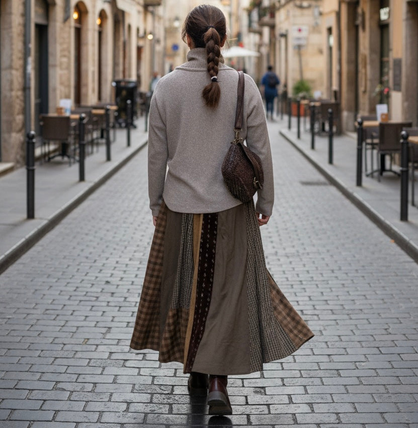 Falda Patchwork Tierra