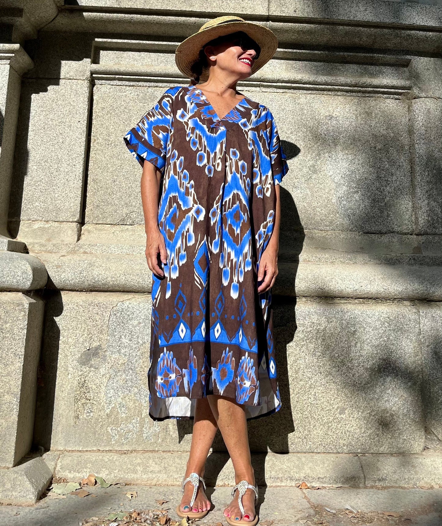Vestido Étnico Chocolate & Azul