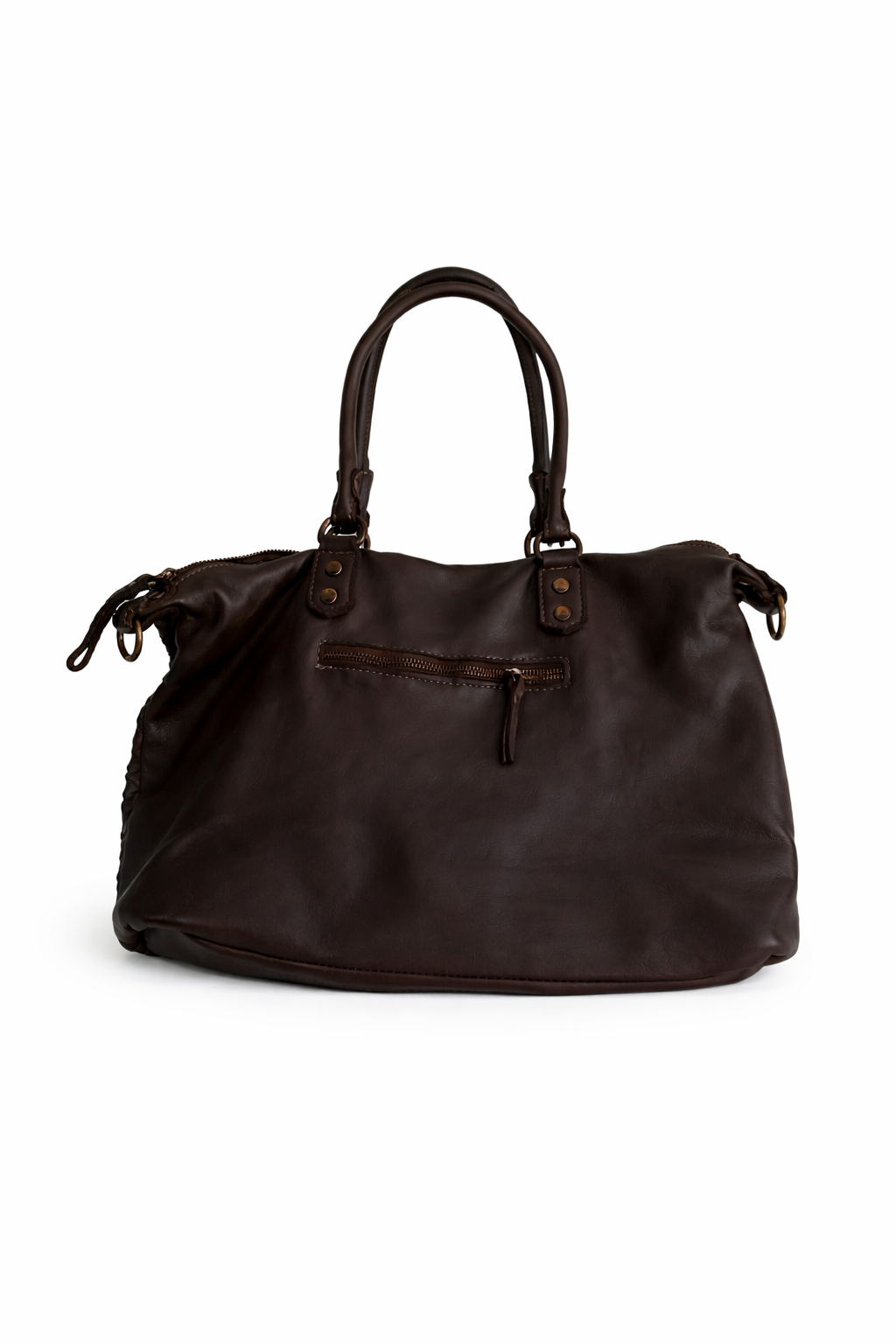 Bolso de piel trenzado marrón