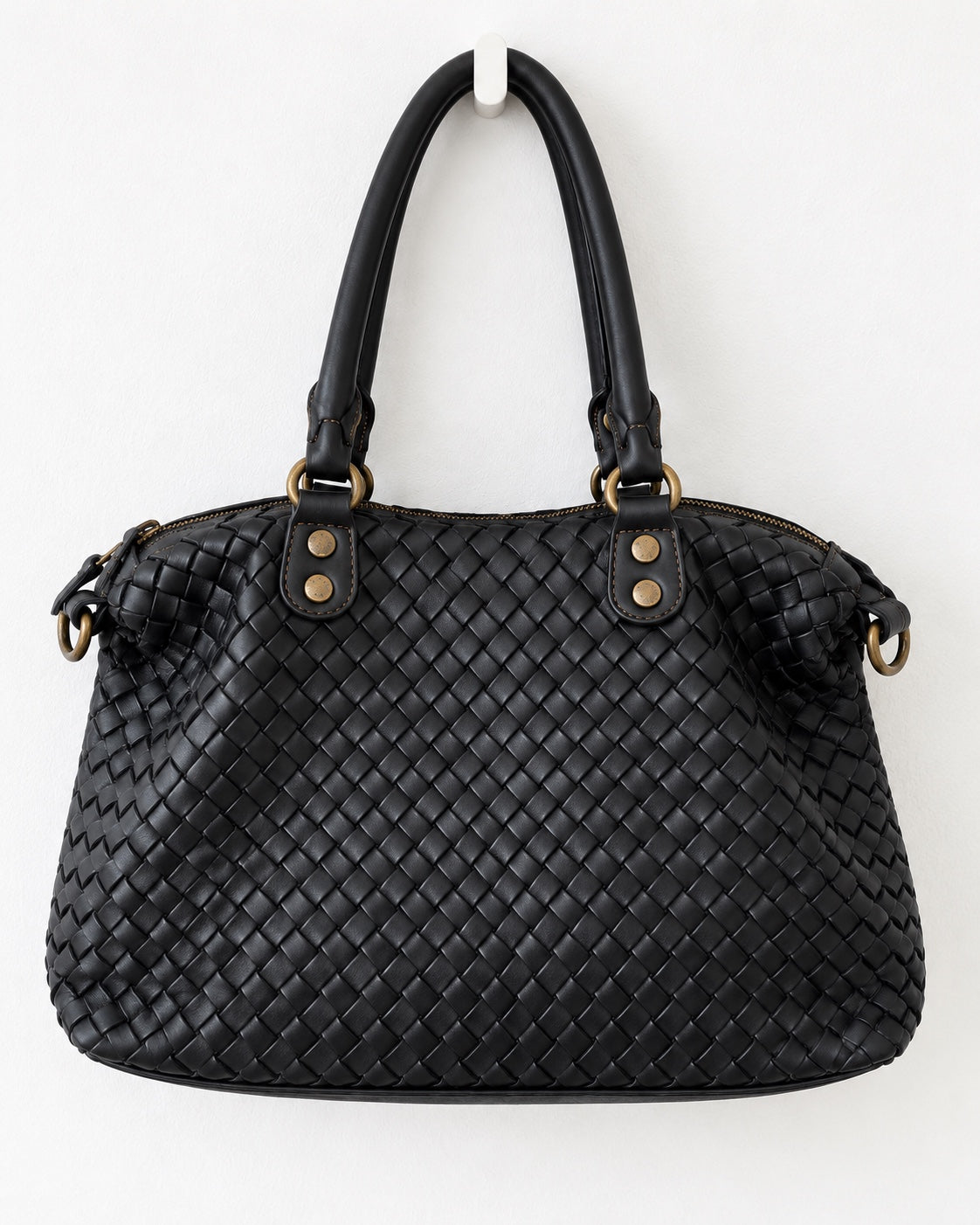 Bolso de piel negro La Canaria - delantera trenzada