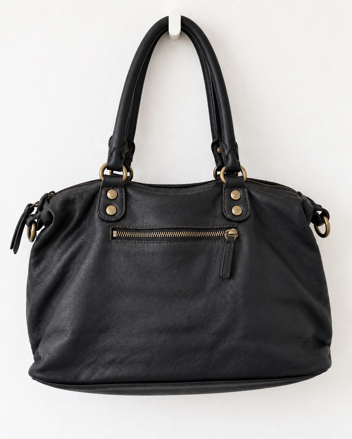 Bolso de piel negro La Canaria - trasera lisa con cremallera