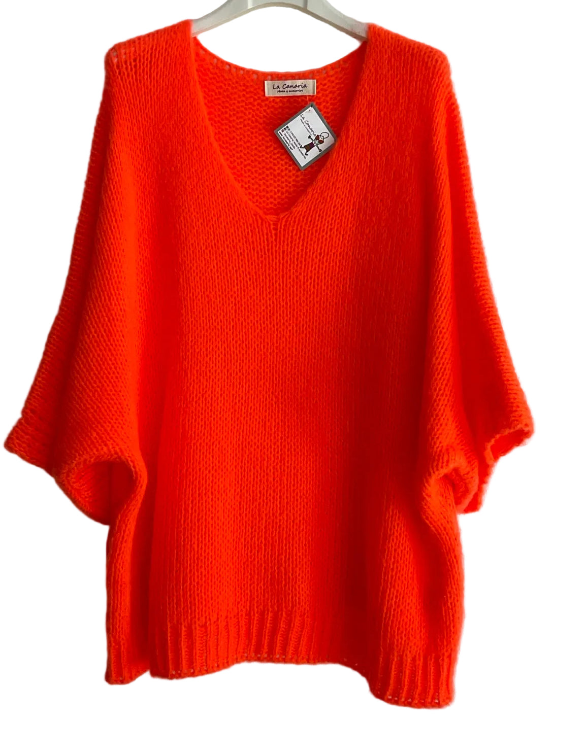 Jersey de punto naranja intenso La Canaria, detalle del tejido
