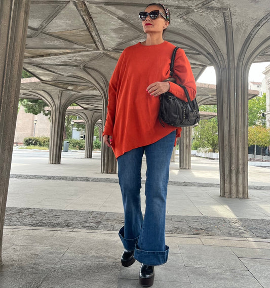Jersey de punto naranja talla única, vista delantera